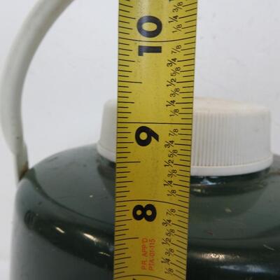 Vintage Coleman Jug w/Cup, White/Green, Spout Works