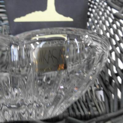 Home Decor: Wicker Basket, Mikasa Dish,Photo Album, Tray w/Votive Candle Holders