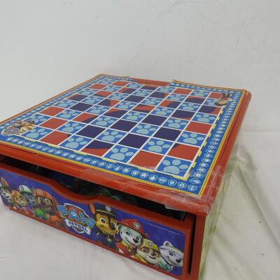 Box of Paw Patrol Themed Board Games: Bingo, Cards, Checkers, Tic Tac Toe