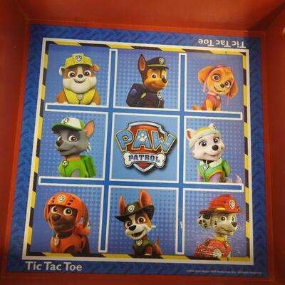 Box of Paw Patrol Themed Board Games: Bingo, Cards, Checkers, Tic Tac Toe