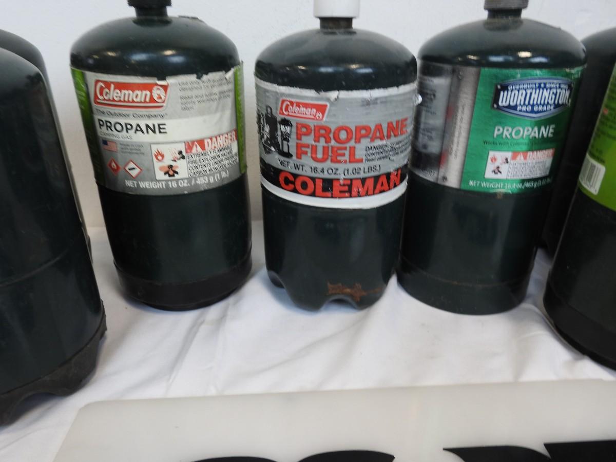 8 Canisters of Propane Fuel, Coleman and Worthington Brand ...