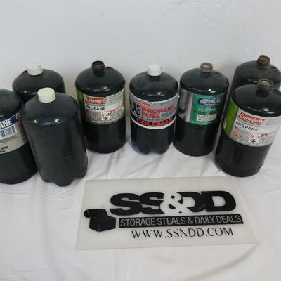 8 Canisters of Propane Fuel, Coleman and Worthington Brand