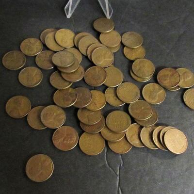 Lot of 54 Wheat Back Cents, P,D,S Mix