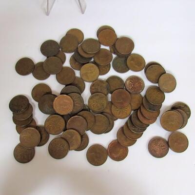 Mixed Lot of 77 Canadian Cents, Oldest 1938, Most Newer