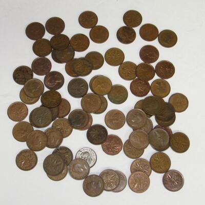 Mixed Lot of 77 Canadian Cents, Oldest 1938, Most Newer