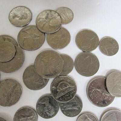 Mixed Lot Canadian Coins, Including 1945 Nickel