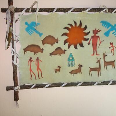 LOT 184. NATIVE AMERICAN INSPIRED DECOR ART