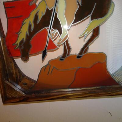 LOT 199.   NATIVE AMERICAN INSPIRED WALL DECOR STAINED GLASS