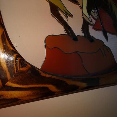 LOT 199.   NATIVE AMERICAN INSPIRED WALL DECOR STAINED GLASS