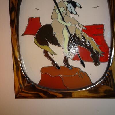 LOT 199.   NATIVE AMERICAN INSPIRED WALL DECOR STAINED GLASS