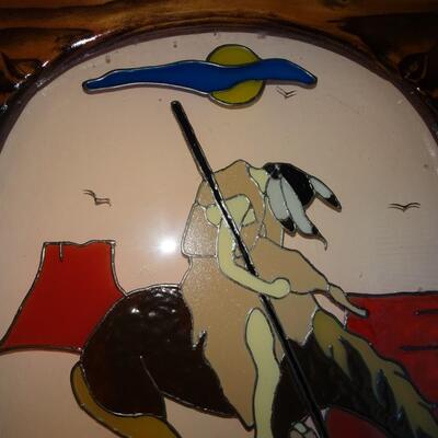 LOT 199.   NATIVE AMERICAN INSPIRED WALL DECOR STAINED GLASS