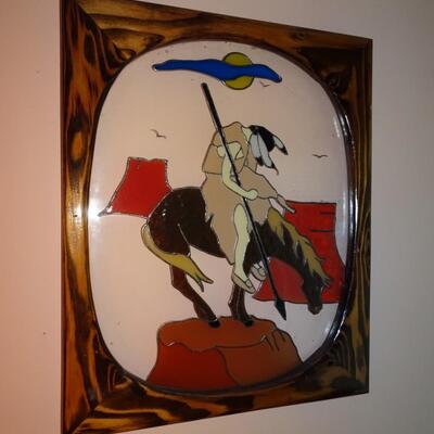 LOT 199.   NATIVE AMERICAN INSPIRED WALL DECOR STAINED GLASS