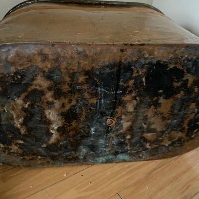 Massive antique copper washtub boiler