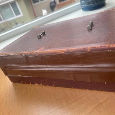 Vintage  leather jewelry box repaired as shown