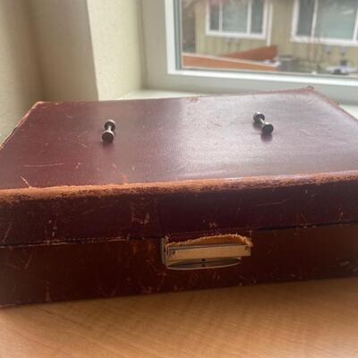 Vintage  leather jewelry box repaired as shown