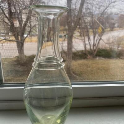 Clear blown glass decanter or vase