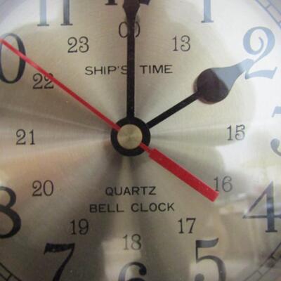 Vintage Ship's Time Quartz Bell Clock With Separate Brass Bell