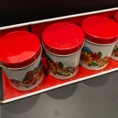 Vintage Scandinavian style recipe jars with caddy