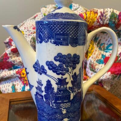 Vintage blue and white teapot