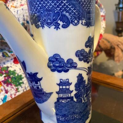 Vintage blue and white teapot