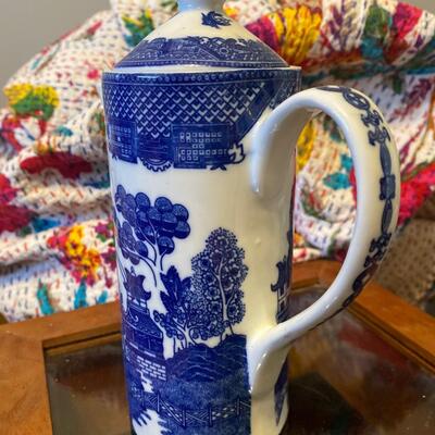 Vintage blue and white teapot