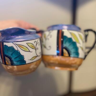 Vintage lusterware cream and sugar set