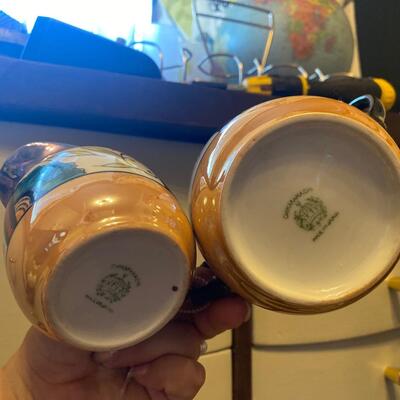 Vintage lusterware cream and sugar set