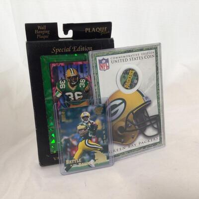 199) PACKERS | LeRoy Butler Plaque, Commemorative US Coin, and Andre Rison Card