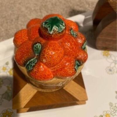 Vintage strawberry basket sugar dish
