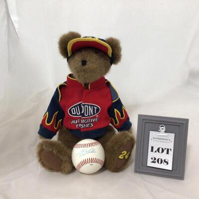 208) NASCAR | Jeff Gordon Signed First Pitch Baseball, and Bear