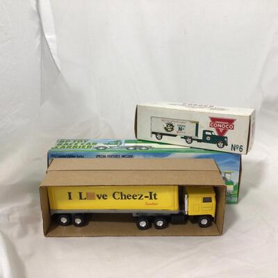 216) DIE CAST| Cheez It Semi, BP Race Car Carrier, and Conco Semi