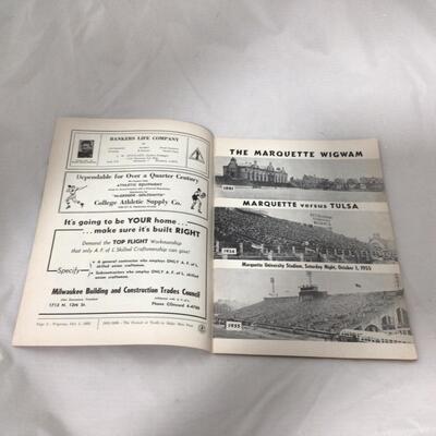225) FOOTBALL | Official Marquette Program | Oct. 1, 1955 | Oct. 20, 1956