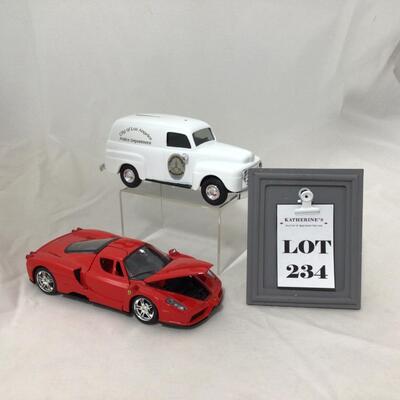234) DIE CAST | Maisto Enzo Ferrari and Ertl 1950 Car Bank and Key