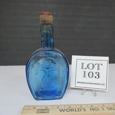 Wheaton Blue Bottle, Horseshoe Medicine Co, Collinsville, IL Has a Taylor Wine Co Cork