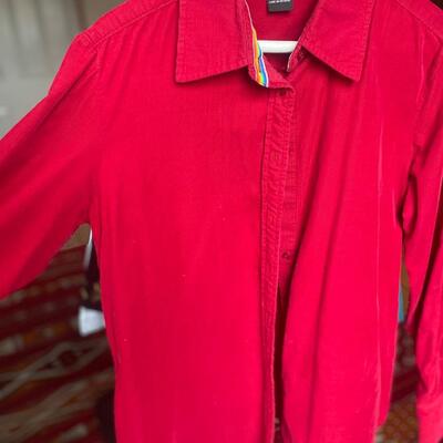 Red Corderoy button down short