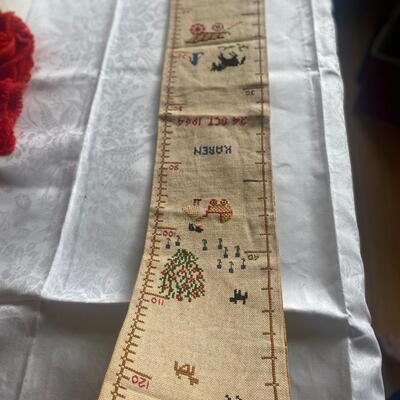 Vintage cross stitch long childrens height chart