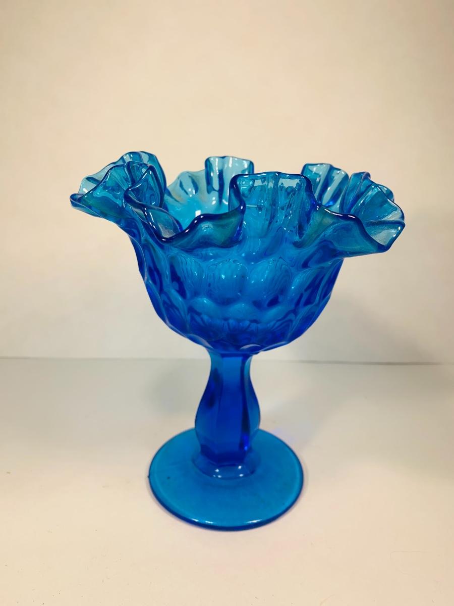 Fenton Blue Glass Candy Dish