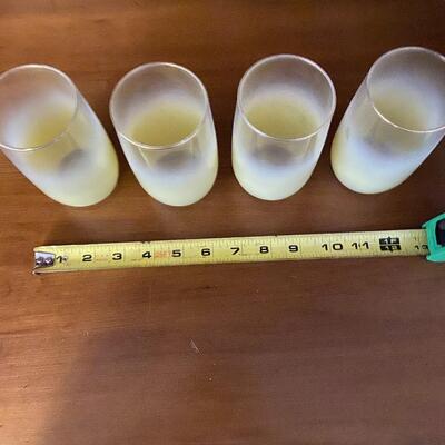 Lot of 4 Blendo Frosted yellow glasses with gold rim 5"