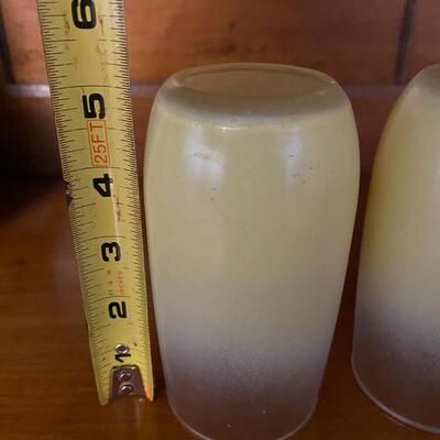 Lot of 4 Blendo Frosted yellow glasses with gold rim 5"