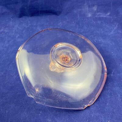 pink depression glass nut candy dish approx 6 1/4" in diameter