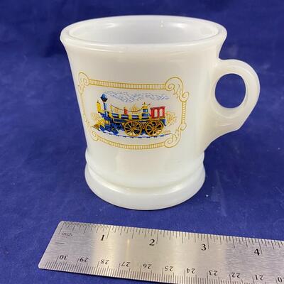 Avon train milk glass mug