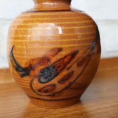 Mid Century Modern planter with bird