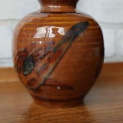 Mid Century Modern planter with bird