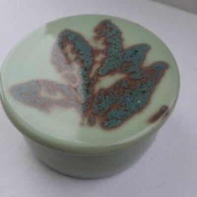 MCM pottery trinket jar and lid