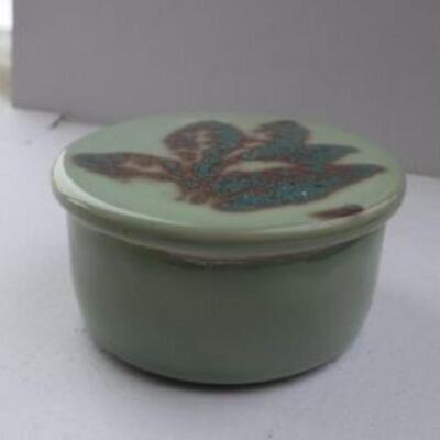 MCM pottery trinket jar and lid