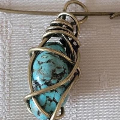 Lot 3: Southwest Brooches - large turquoise and Ceramic