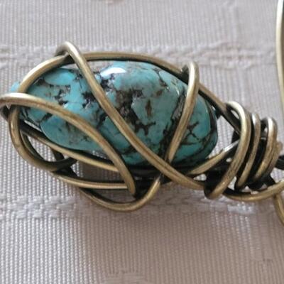 Lot 3: Southwest Brooches - large turquoise and Ceramic
