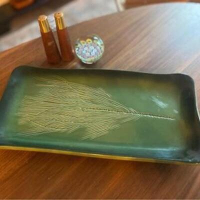 Mid century green serving tray