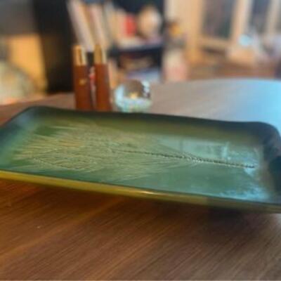 Mid century green serving tray