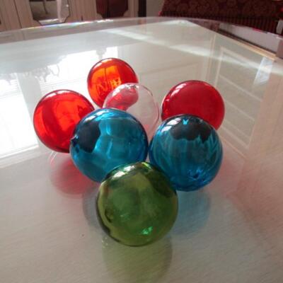 Collection of Decorative Glass Orbs- Different Sizes and Colors
